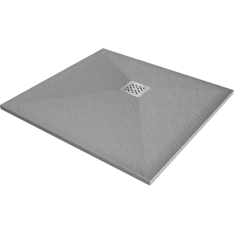 Mexen Stone+ kompozitová štvorcová sprchová vanička 70 x 70 cm, sivý-betón - 44617070