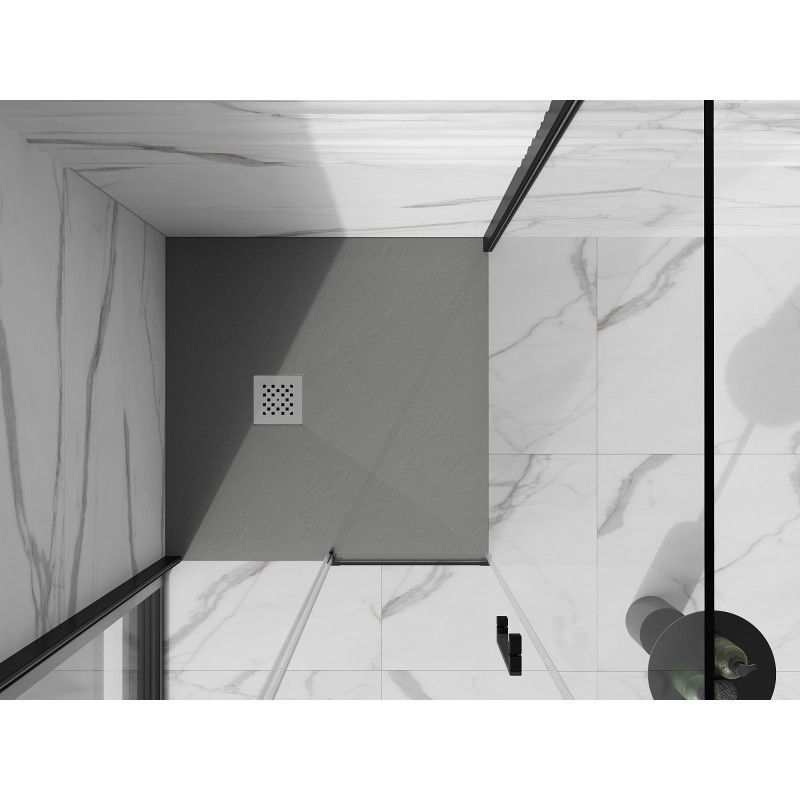 Mexen Stone+ kompozitová štvorcová sprchová vanička 70 x 70 cm, sivá-betón - 44617070