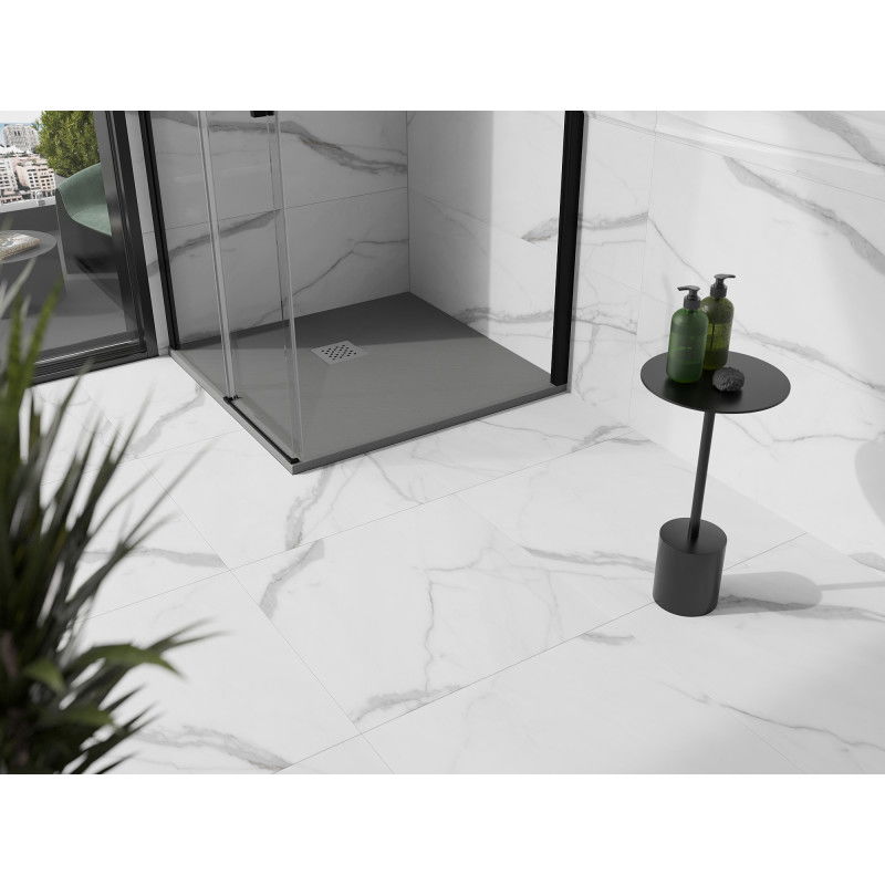 Mexen Stone+ kompozitová štvorcová sprchová vanička 80 x 80 cm, sivý-betón - 44618080