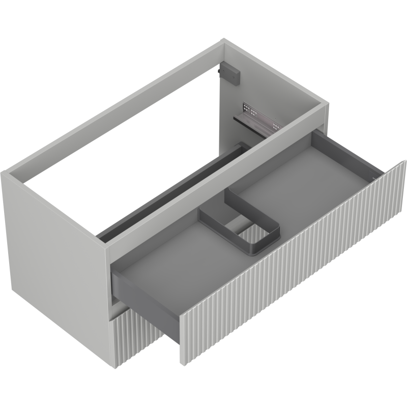 Mexen Rivel kúpeľňová skrinka pod umývadlo 90 cm, 2 zásuvky, drážkovaná, sivá matná - 91A20-09047-2-BFF62