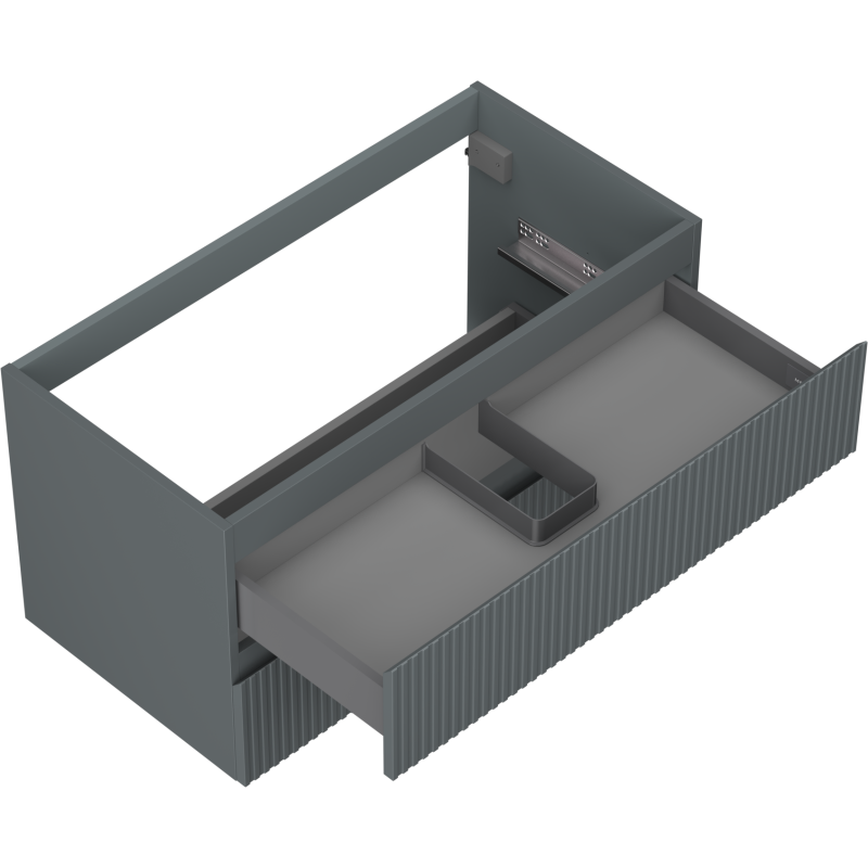 Mexen Rivel kúpeľňová skrinka pod umývadlo 90 cm, 2 zásuvky, ryhovaná, grafit mat - 91A20-09047-2-BFF66