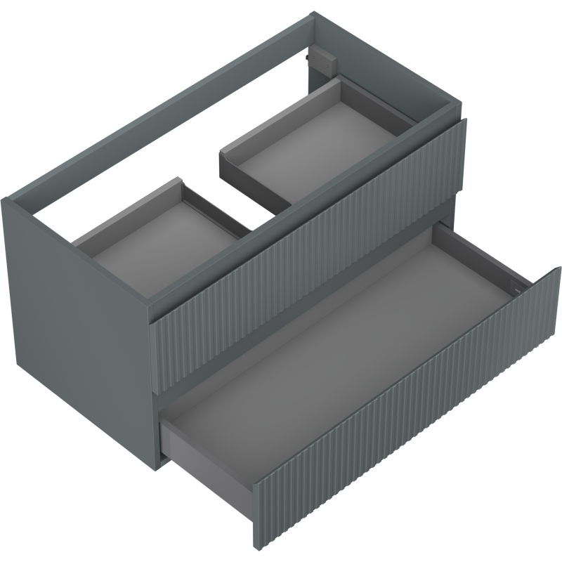 Mexen Rivel kúpeľňová skrinka pod umývadlo 90 cm, 2 zásuvky, ryhovaná, grafit mat - 91A20-09047-2-BFF66