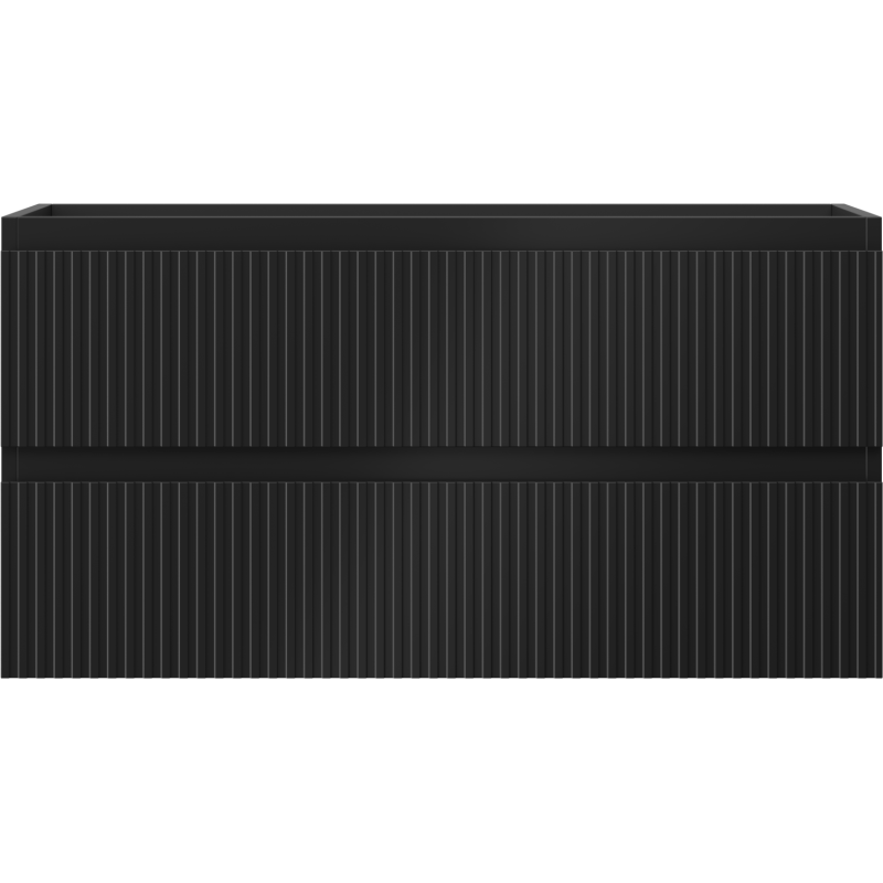 Mexen Rivel kúpeľňová skrinka pod umývadlo 90 cm, 2 zásuvky, drážkovaná, čierna matná - 91A20-09047-2-BFF71