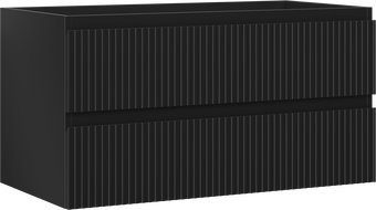 Mexen Rivel kúpeľňová skrinka pod umývadlo 90 cm, 2 zásuvky, drážkovaná, čierna matná - 91A20-09047-2-BFF71
