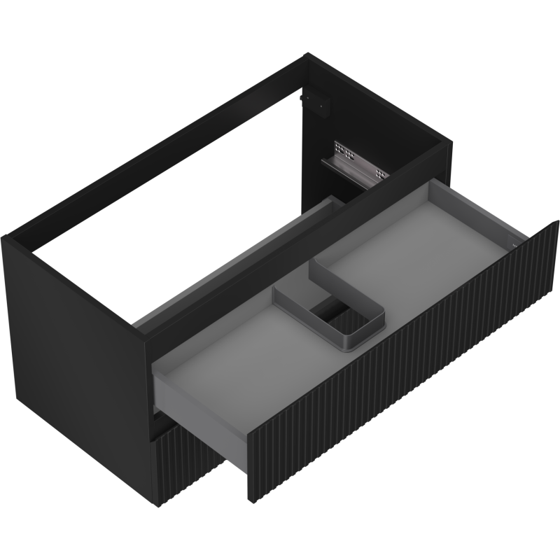 Mexen Rivel kúpeľňová skrinka pod umývadlo 90 cm, 2 zásuvky, drážkovaná, čierna matná - 91A20-09047-2-BFF71