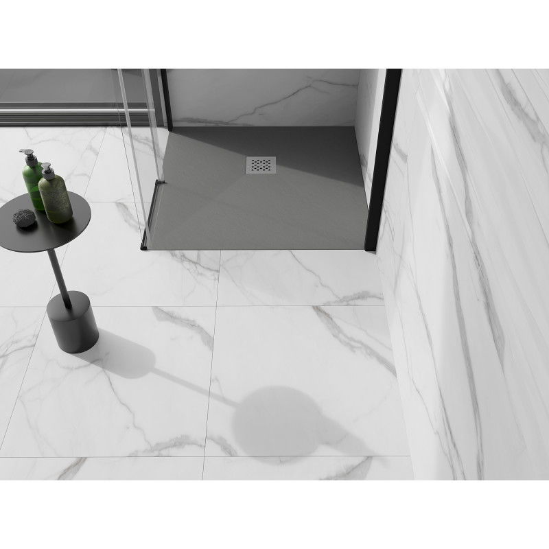 Mexen Stone+ kompozitový štvorcový sprchový box 90 x 90 cm, sivý-betón - 44619090