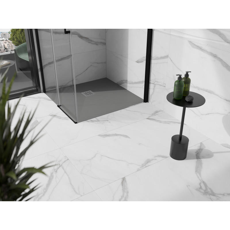 Mexen Stone+ kompozitová štvorcová sprchová vanička 90 x 90 cm, sivý-betón - 44619090