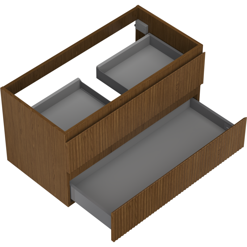 Mexen Rivel kúpeľňová skrinka pod umývadlo 90 cm, 2 zásuvky, ryhované, orech - 91A20-09047-2-BFF86