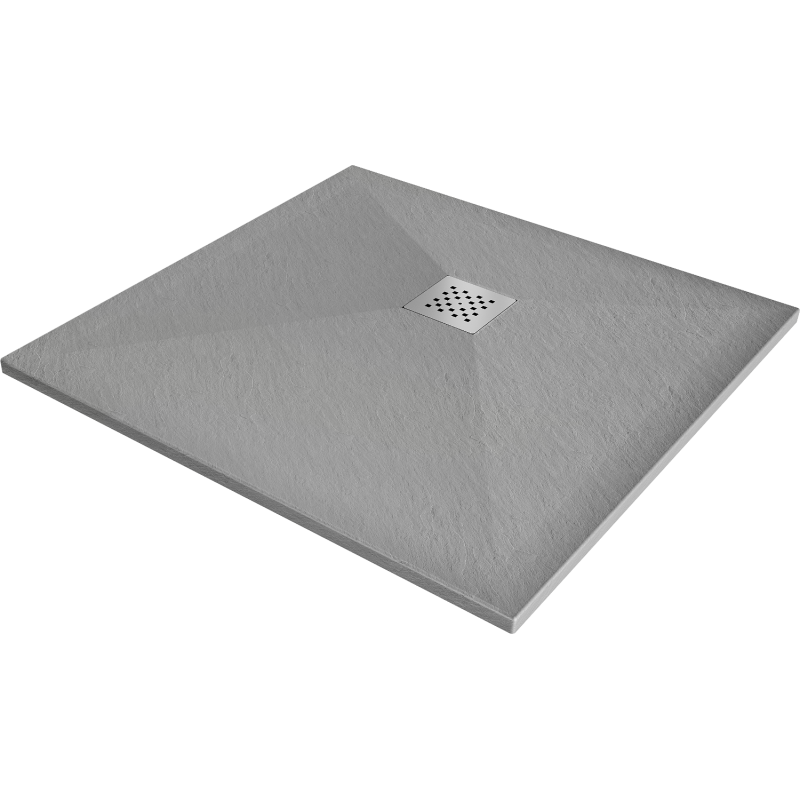 Mexen Stone+ kompozitná štvorcová sprchová vanička 90 x 90 cm, Šedá-Betón - 44619090