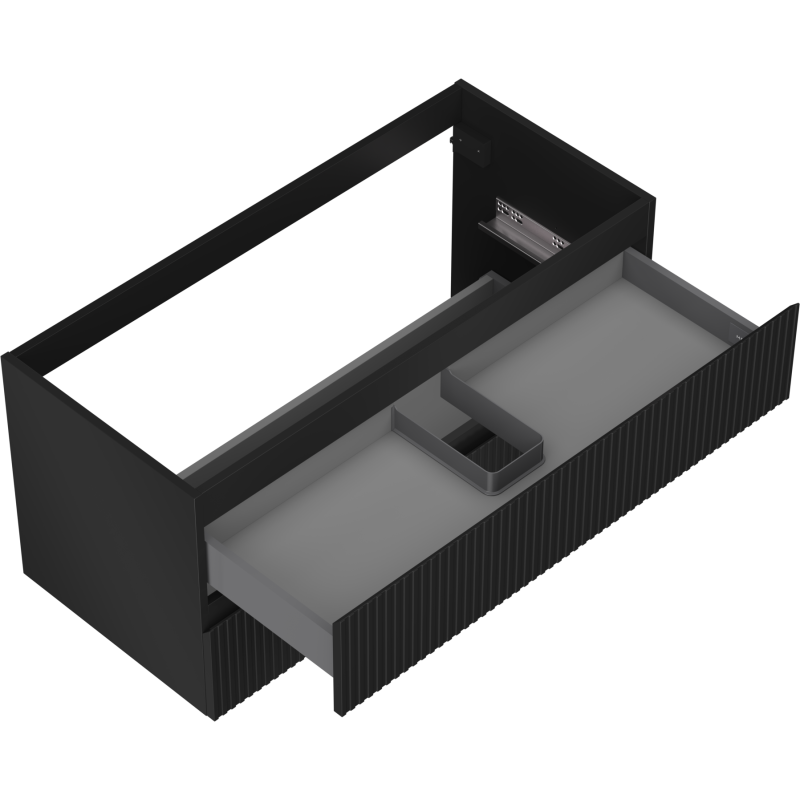 Mexen Rivel kúpeľňová skrinka pod umývadlo 100 cm, 2 zásuvky, ryhovaná, čierna matná - 91A20-10047-2-BFF71