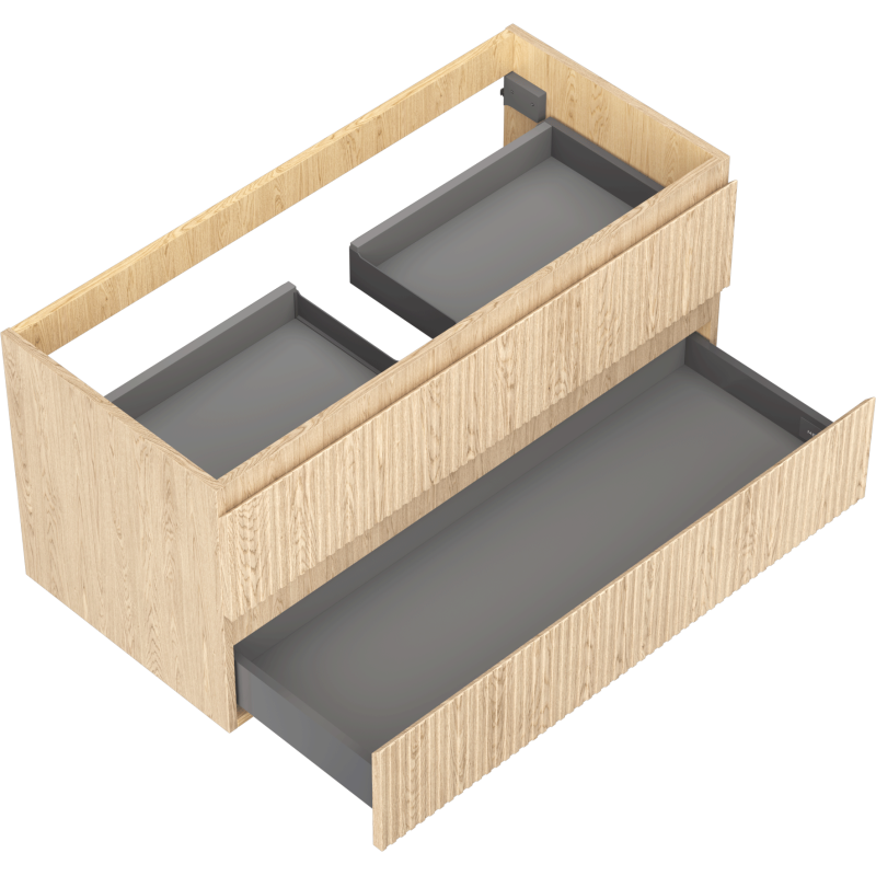 Mexen Rivel kúpeľňová skrinka pod umývadlo 100 cm, 2 zásuvky, ryhovaná, dub - 91A20-10047-2-BFF81