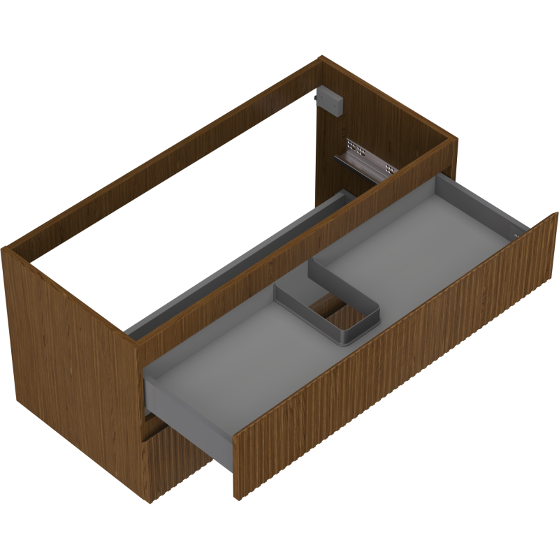 Mexen Rivel kúpeľňová skrinka pod umývadlo 100 cm, 2 zásuvky, ryhovaná, orech - 91A20-10047-2-BFF86
