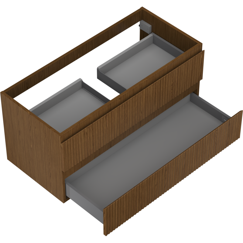 Mexen Rivel kúpeľňová skrinka pod umývadlo 100 cm, 2 zásuvky, ryhovaná, orech - 91A20-10047-2-BFF86