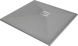 Mexen Stone+ kompozitná štvorcová sprchová vanička 100 x 100 cm, sivý-betón - 44611010