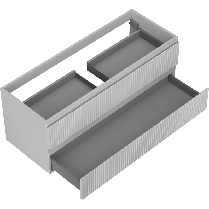Mexen Rivel kúpeľňová skrinka pod umývadlo 120 cm, 2 zásuvky, ryhovaná, šedá matná - 91A20-12047-2-BFF62