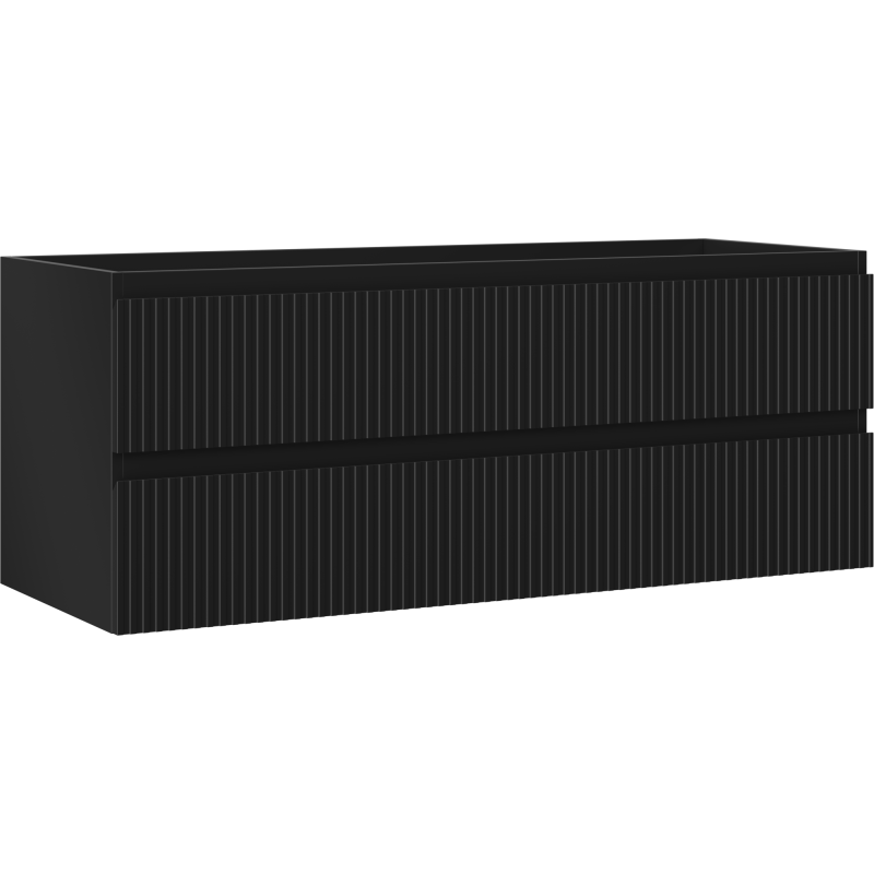 Mexen Rivel kúpeľňová skrinka pod umývadlo 120 cm, 2 zásuvky, ryhovaná, čierna mat - 91A20-12047-2-BFF71
