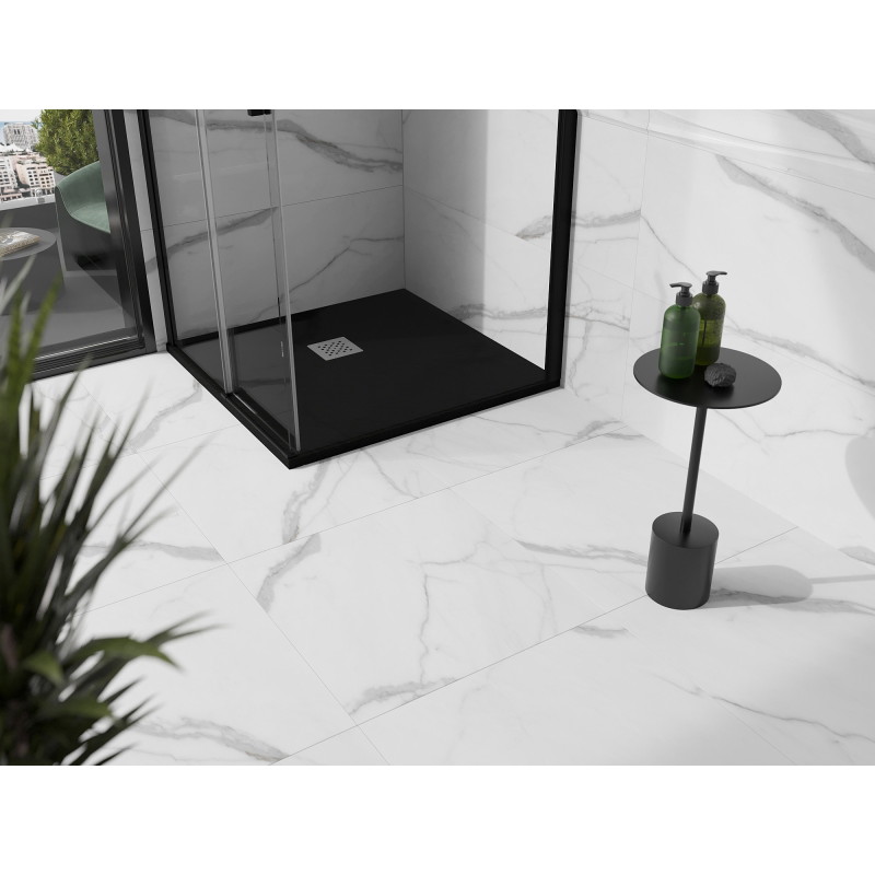Mexen Stone+ štvorcový kompozitný sprchovací kút 70 x 70 cm, čierny - 44707070