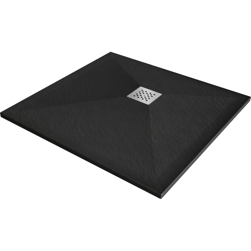 Mexen Stone+ štvorcová kompozitná sprcha 70 x 70 cm, čierna - 44707070