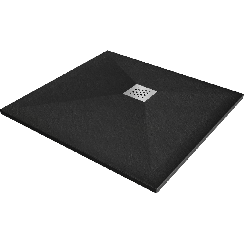 Mexen Stone+ kompozitová štvorcová sprchová vanička 80 x 80 cm, čierna - 44708080
