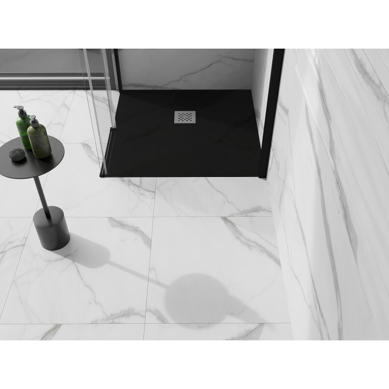 Mexen Stone+ kompozitová štvorcová sprchová vanička 90 x 90 cm, čierna - 44709090