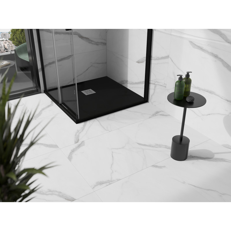Mexen Stone+ kompozitová štvorcová sprchová vanička 90 x 90 cm, čierna - 44709090