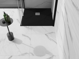 Mexen Stone+ kompozitná štvorcová sprchová vanička 100 x 100 cm, Čierna - 44701010