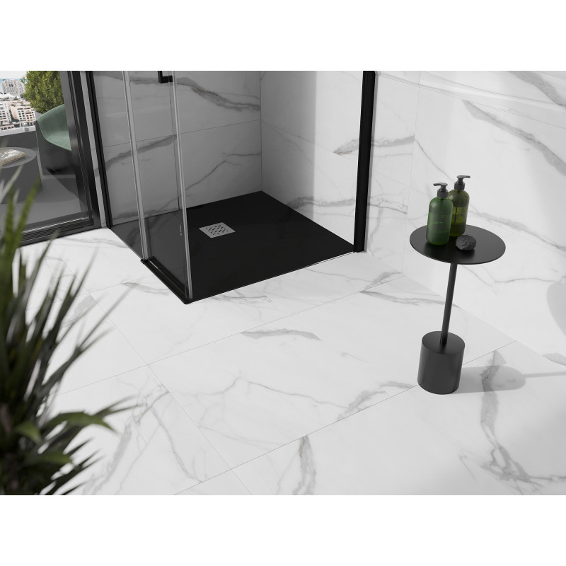 Mexen Stone+ štvorcová sprchová vanička z kompozitu 100 x 100 cm, čierna - 44701010