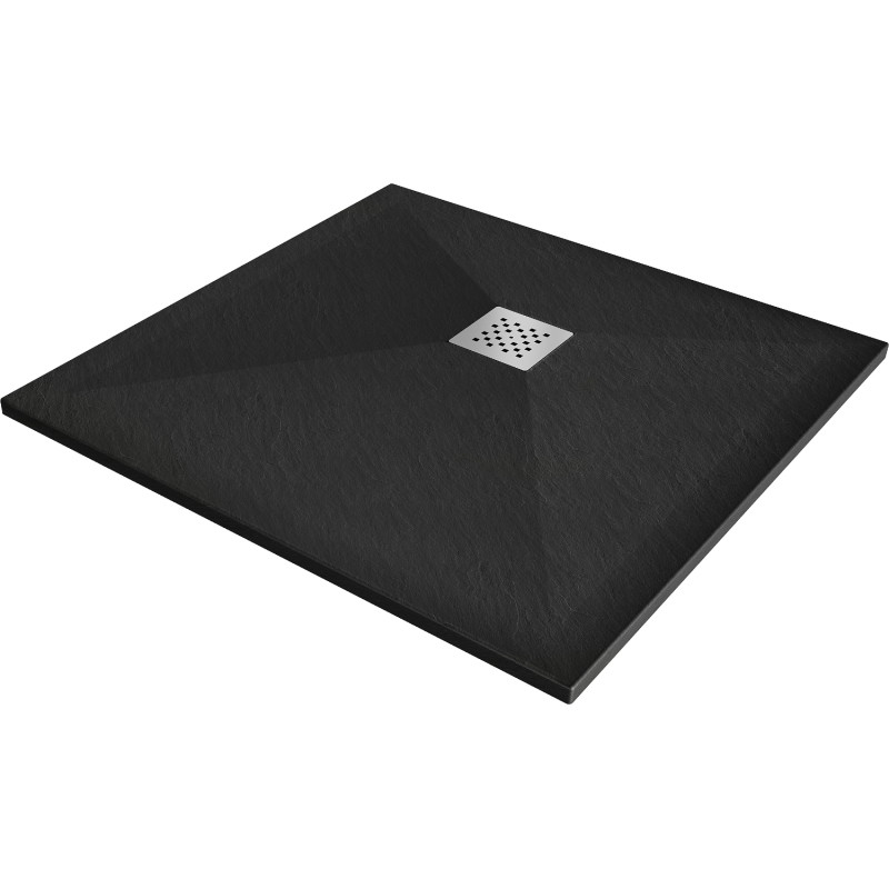 Mexen Stone+ kompozitová štvorcová sprchová vanička 100 x 100 cm, čierna - 44701010