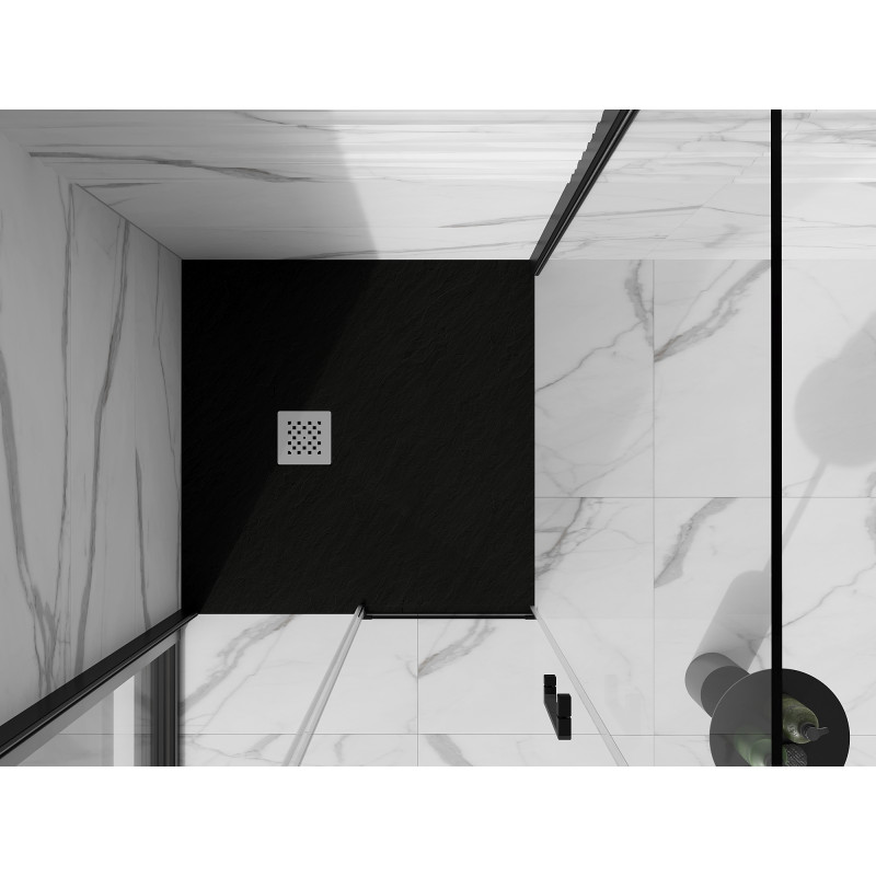 Mexen Stone+ štvorcová sprchová vanička z kompozitu 100 x 100 cm, čierna - 44701010