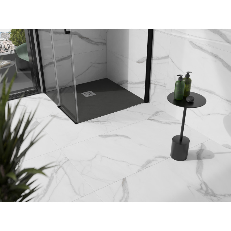 Mexen Stone+ štvorcový kompozitný sprchový kút 70 x 70 cm, antracit - 44717070