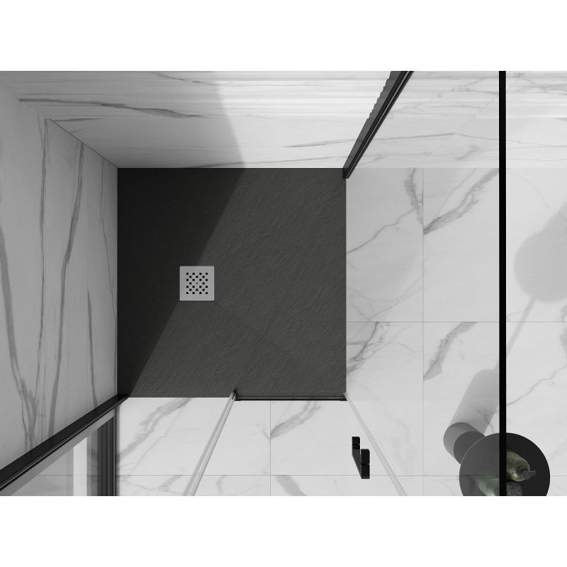 Mexen Stone+ kompozitová štvorcová sprchová vanička 80 x 80 cm, antracit - 44718080