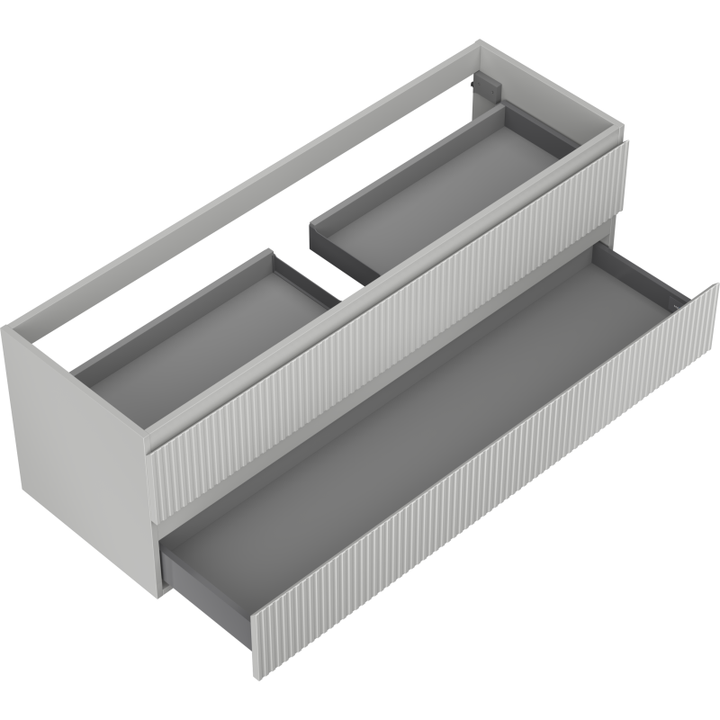 Mexen Rivel kúpeľňová skrinka pod umývadlo 140 cm, 2 zásuvky, ryhovaná, sivá matná - 91A20-14047-2-BFF62