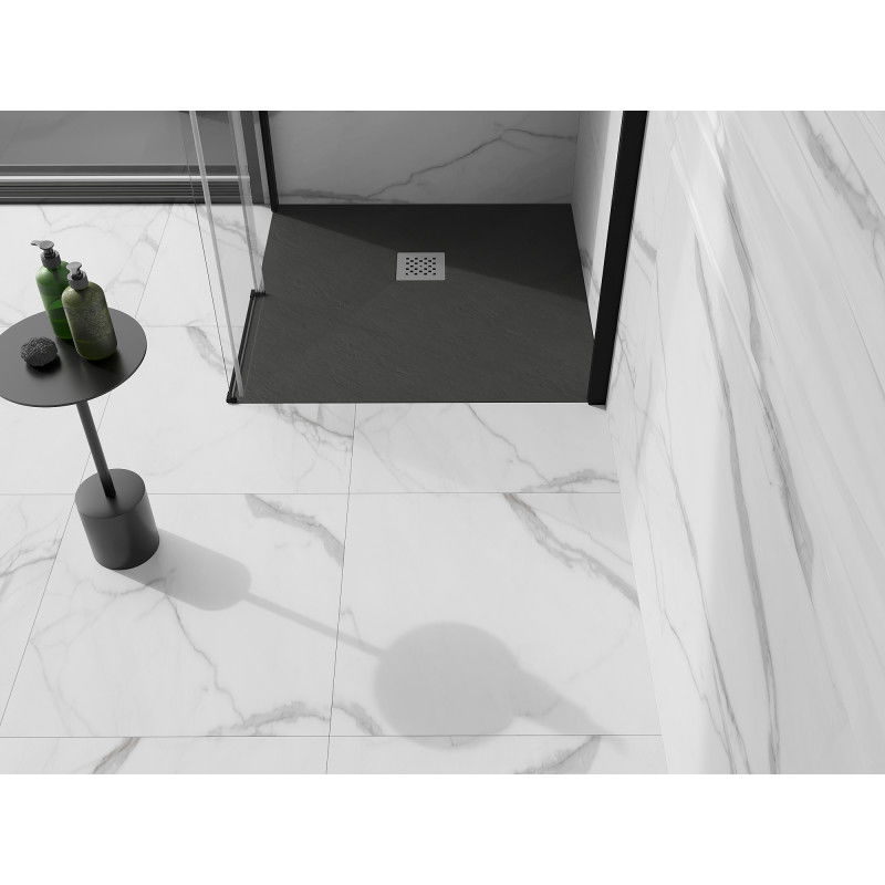 Mexen Stone+ sprchová vanička kompozitná štvorcová 100 x 100 cm, antracit - 44711010