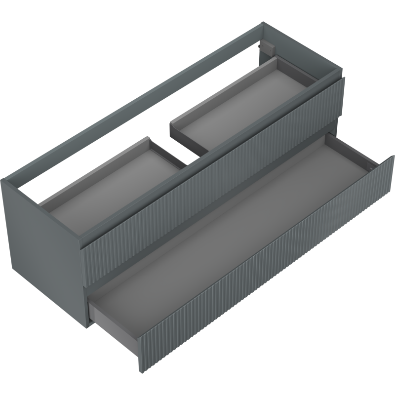 Mexen Rivel kúpeľňová skrinka pod umývadlo 140 cm, 2 zásuvky, ryhovaná, grafit mat - 91A20-14047-2-BFF66