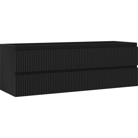Mexen Rivel kúpeľňová skrinka pod umývadlo 140 cm, 2 zásuvky, drážkovaná, čierna matná - 91A20-14047-2-BFF71