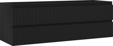 Mexen Rivel kúpeľňová skrinka pod umývadlo 140 cm, 2 zásuvky, drážkovaná, čierna matná - 91A20-14047-2-BFF71