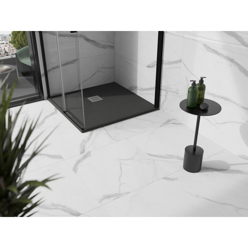 Mexen Stone+ štvorcová kompozitná sprchová vanička 100 x 100 cm, antracitová - 44711010