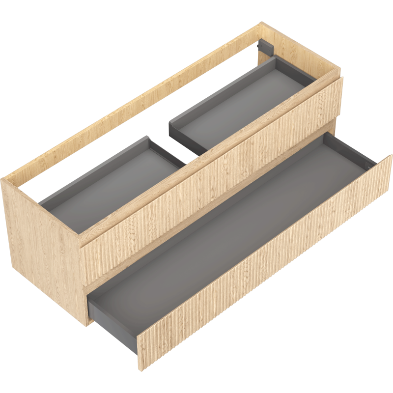 Mexen Rivel kúpeľňová skrinka pod umývadlo 140 cm, 2 zásuvky, ryhovaná, dub - 91A20-14047-2-BFF81