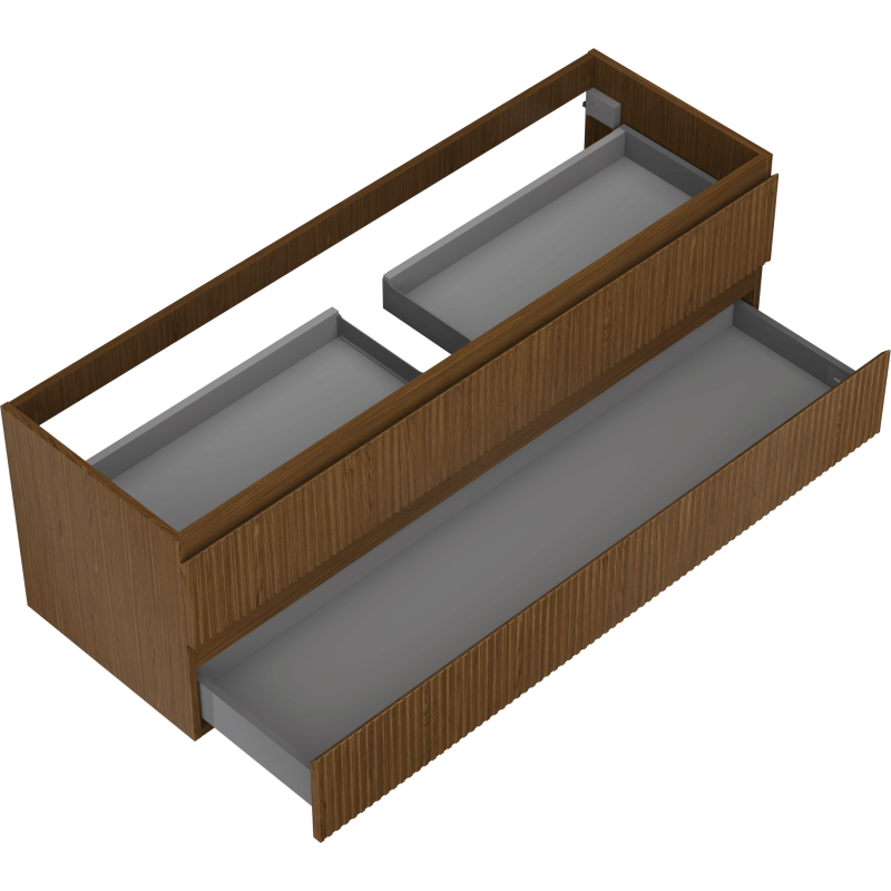 Mexen Rivel kúpeľňová skrinka pod umývadlo 140 cm, 2 zásuvky, ryhovaná, orech - 91A20-14047-2-BFF86