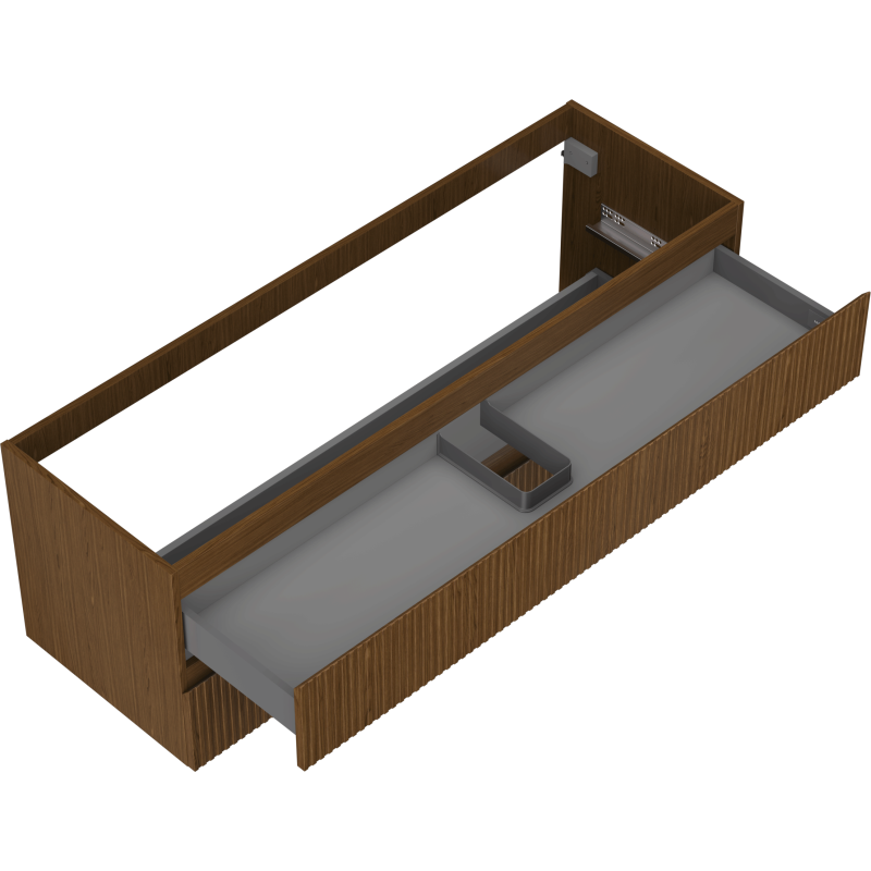 Mexen Rivel kúpeľňová skrinka pod umývadlo 140 cm, 2 zásuvky, ryhovaná, orech - 91A20-14047-2-BFF86