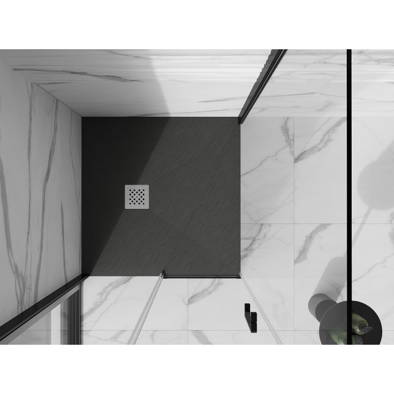 Mexen Stone+ kompozitová štvrťhranná sprchová vanička 100 x 100 cm, antracit - 44711010