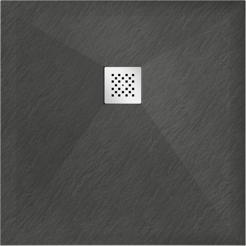 Mexen Stone+ štvorcová kompozitná sprchová vanička 100 x 100 cm, antracitová - 44711010