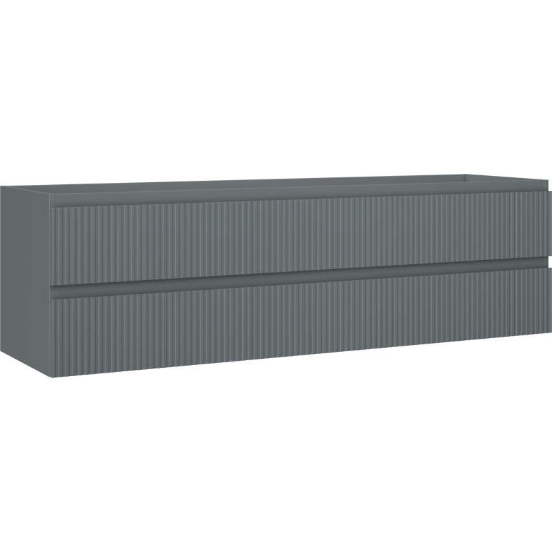 Mexen Rivel kúpeľňová skrinka pod umývadlo 160 cm, 2 zásuvky, drážkovaná, grafit mat - 91A20-16047-2-BFF66