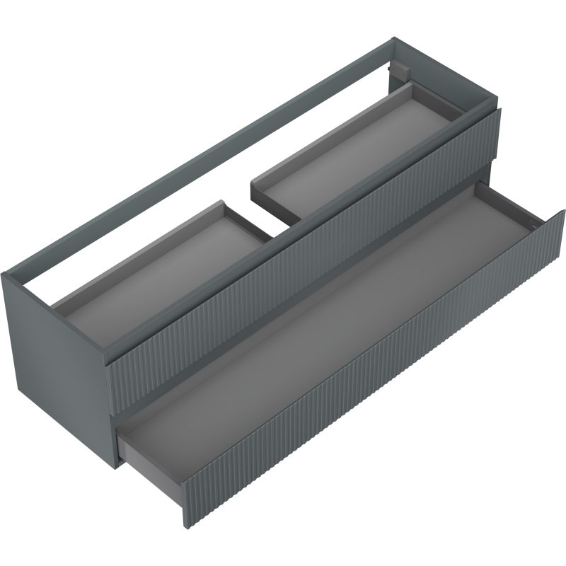 Mexen Rivel kúpeľňová skrinka pod umývadlo 160 cm, 2 zásuvky, drážkovaná, grafit mat - 91A20-16047-2-BFF66