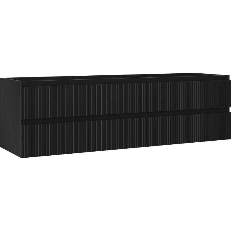 Mexen Rivel kúpeľňová skrinka pod umývadlo 160 cm, 2 zásuvky, ryhovaná, čierny mat - 91A20-16047-2-BFF71