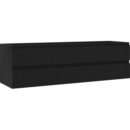 Mexen Rivel kúpeľňová skrinka pod umývadlo 160 cm, 2 zásuvky, ryhovaná, čierny mat - 91A20-16047-2-BFF71