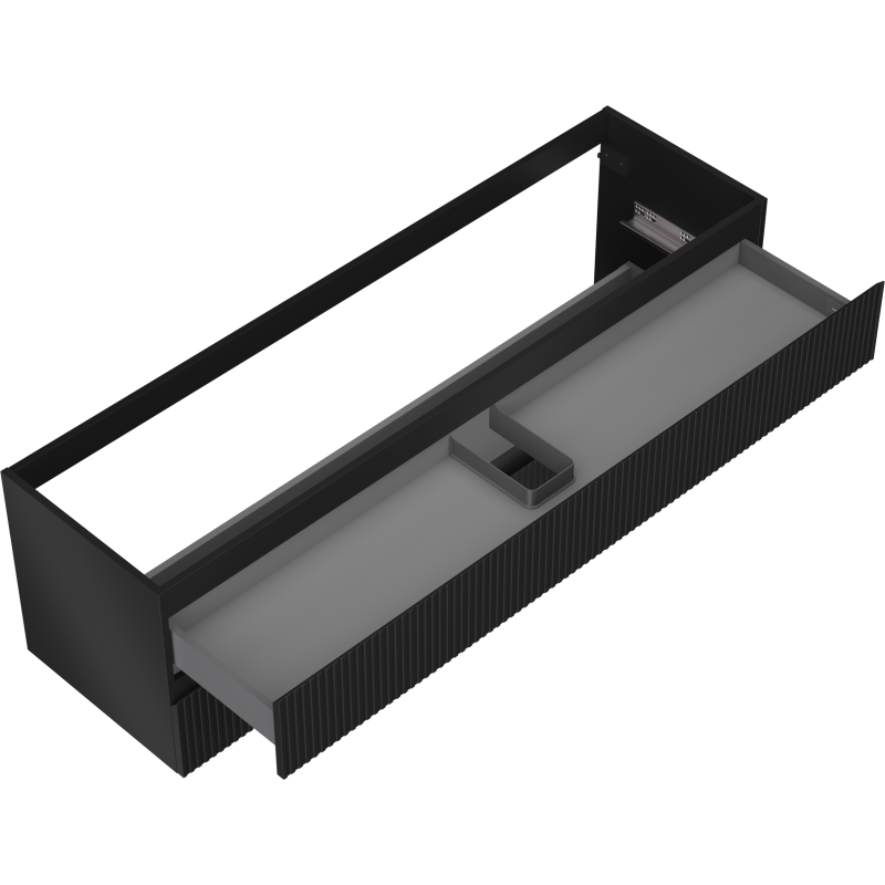 Mexen Rivel kúpeľňová skrinka pod umývadlo 160 cm, 2 zásuvky, ryhovaná, čierny mat - 91A20-16047-2-BFF71