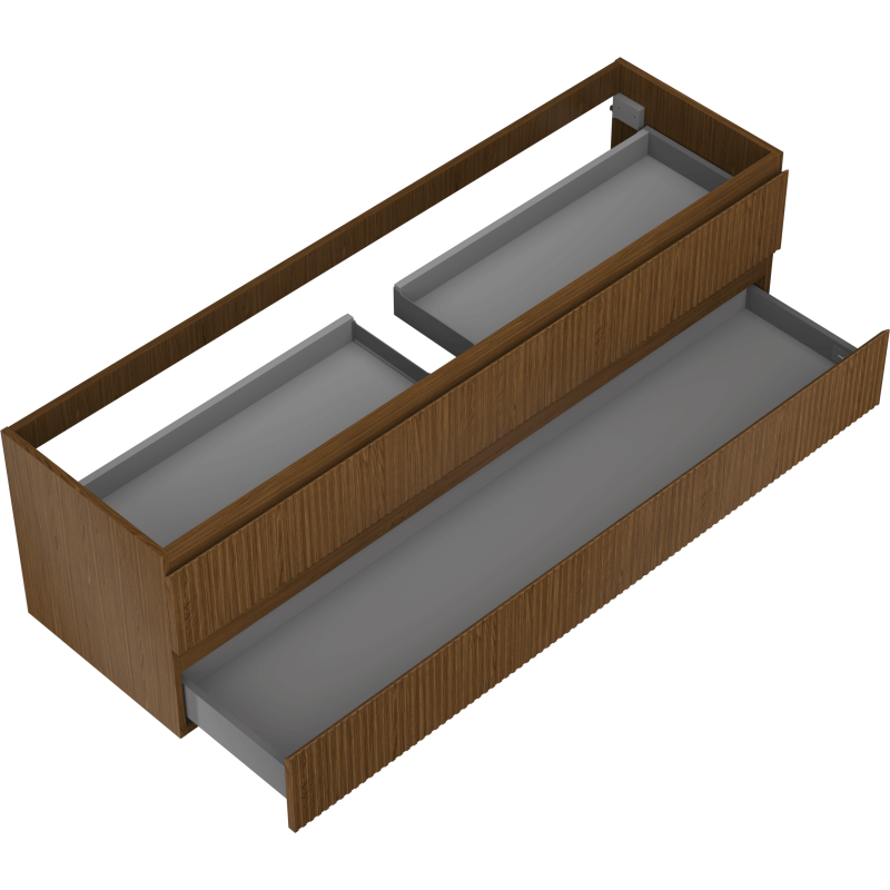 Mexen Rivel kúpeľňová skrinka pod umývadlo 160 cm, 2 zásuvky, ryhovaná, orech - 91A20-16047-2-BFF86