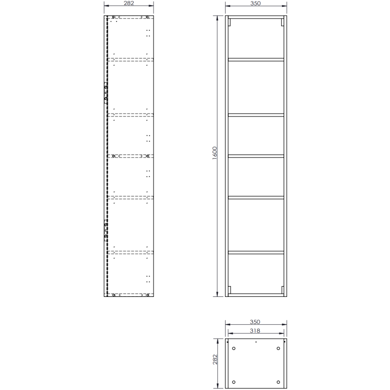 Mexen Rivel kúpeľňový stĺpik 35 cm, 1 dvere, ryhovaný, grafit mat - 91A21-03016-1-BF66