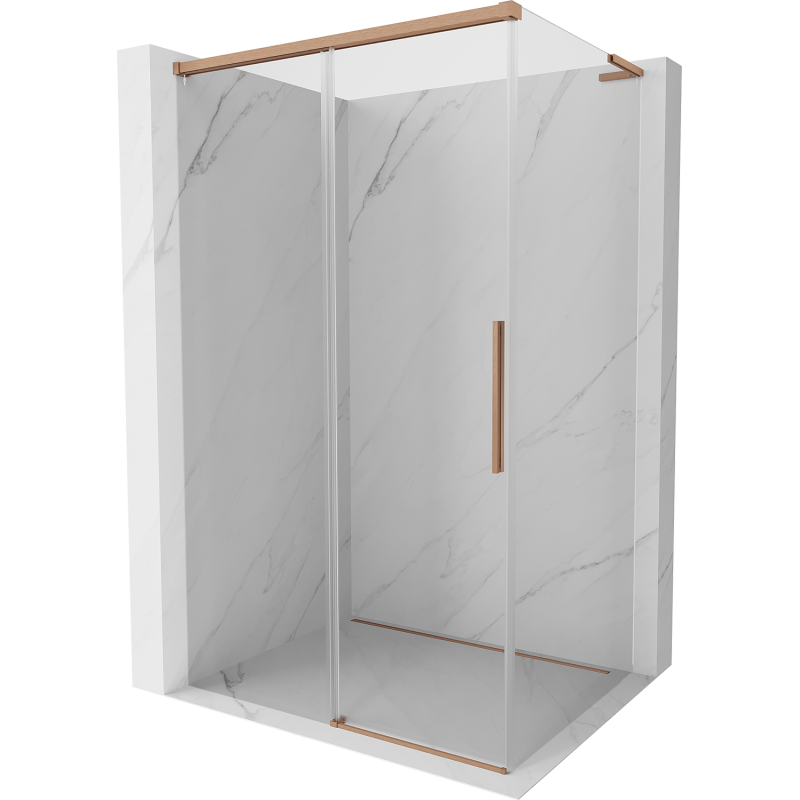 Mexen Rox L posuvná sprchová kabína 95 x 75 cm, transparentná, kartáčovaná meď - 8C2L-095-075-65-00